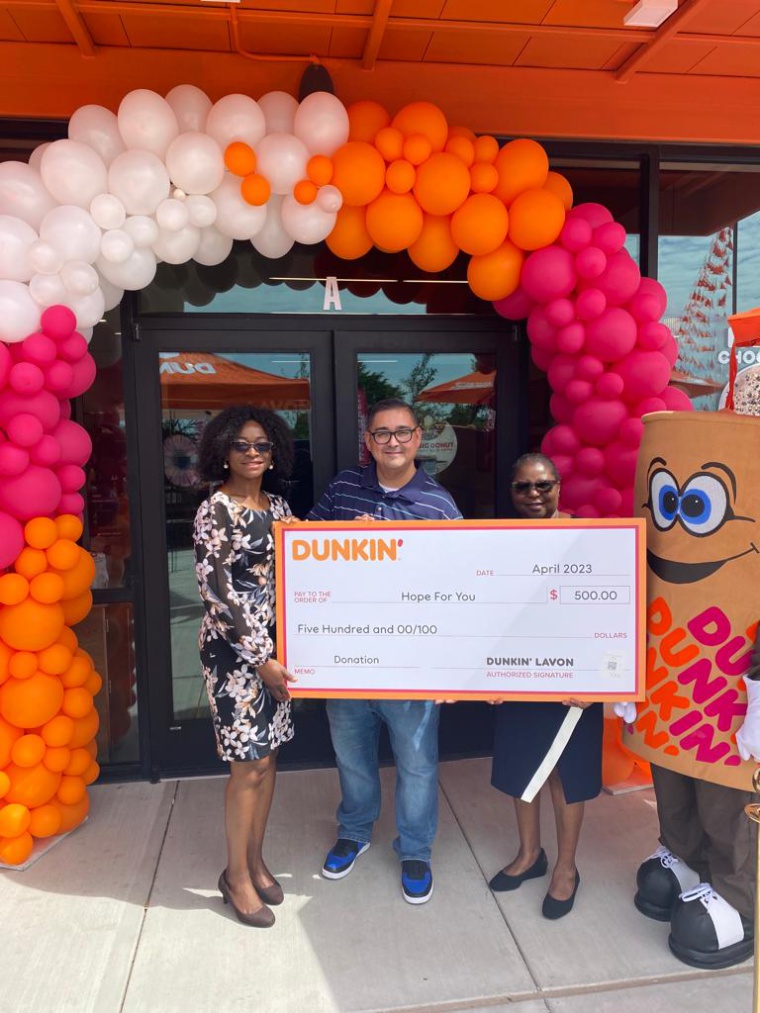 Dunkin’ Donuts Donation to Hope For You! Hope For You